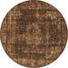 Round Oriental Brown Industrial Rug, urb1875brn