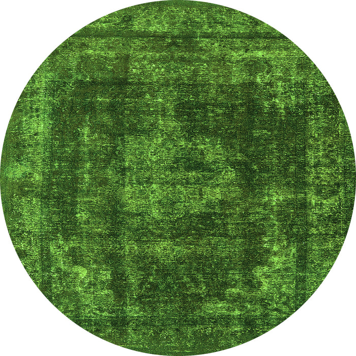 Round Oriental Green Industrial Rug, urb1875grn