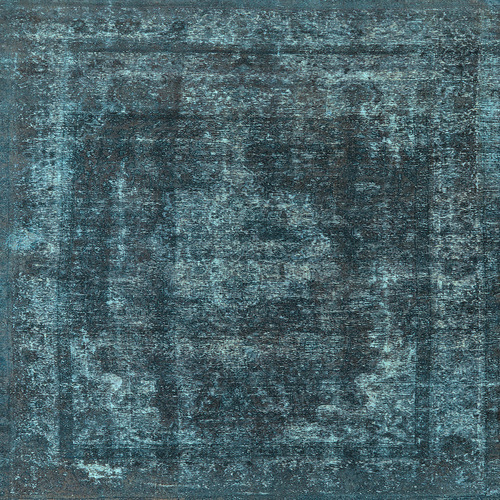 Square Machine Washable Oriental Light Blue Industrial Rug, wshurb1875lblu