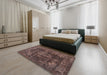 Mid-Century Modern Bakers Brown Oriental Rug in a Bedroom, urb1875