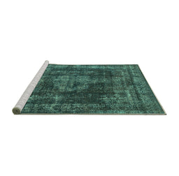 Sideview of Machine Washable Oriental Turquoise Industrial Area Rugs, wshurb1875turq