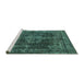 Sideview of Machine Washable Oriental Turquoise Industrial Area Rugs, wshurb1875turq