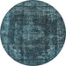 Round Oriental Light Blue Industrial Rug, urb1875lblu