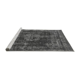 Sideview of Machine Washable Oriental Gray Industrial Rug, wshurb1875gry