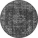 Round Machine Washable Oriental Gray Industrial Rug, wshurb1875gry