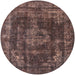 Round Mid-Century Modern Bakers Brown Oriental Rug, urb1875