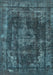 Machine Washable Oriental Light Blue Industrial Rug, wshurb1875lblu