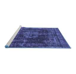 Sideview of Machine Washable Oriental Blue Industrial Rug, wshurb1875blu