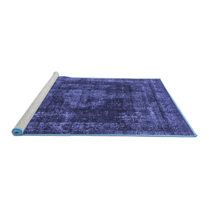 Sideview of Machine Washable Oriental Blue Industrial Rug, wshurb1875blu