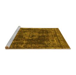 Sideview of Machine Washable Oriental Yellow Industrial Rug, wshurb1875yw