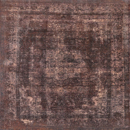 Square Mid-Century Modern Bakers Brown Oriental Rug, urb1875