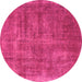 Round Oriental Pink Industrial Rug, urb1876pnk