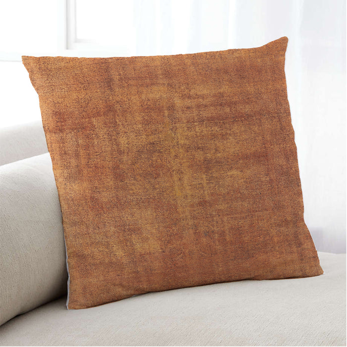 Lifestyle Image of Mid-Century Modern Urban Square Neon Orange Throw Pillow, 18 inch by 18 inch, pwurb1876