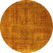 Round Oriental Yellow Industrial Rug, urb1876yw