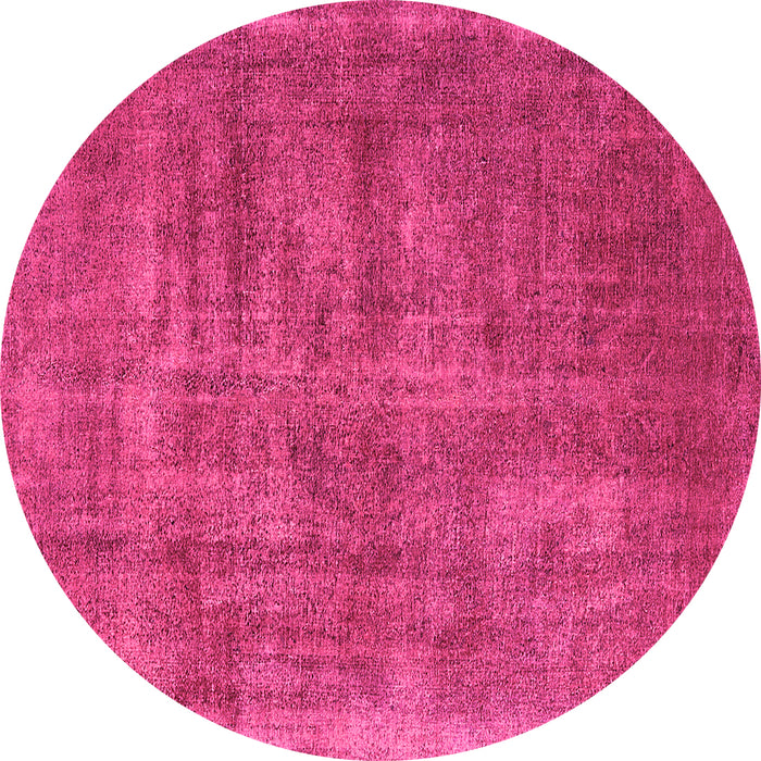 Round Machine Washable Oriental Pink Industrial Rug, wshurb1876pnk