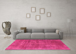 Machine Washable Oriental Pink Industrial Rug in a Living Room, wshurb1876pnk