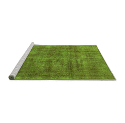 Sideview of Machine Washable Oriental Green Industrial Area Rugs, wshurb1876grn