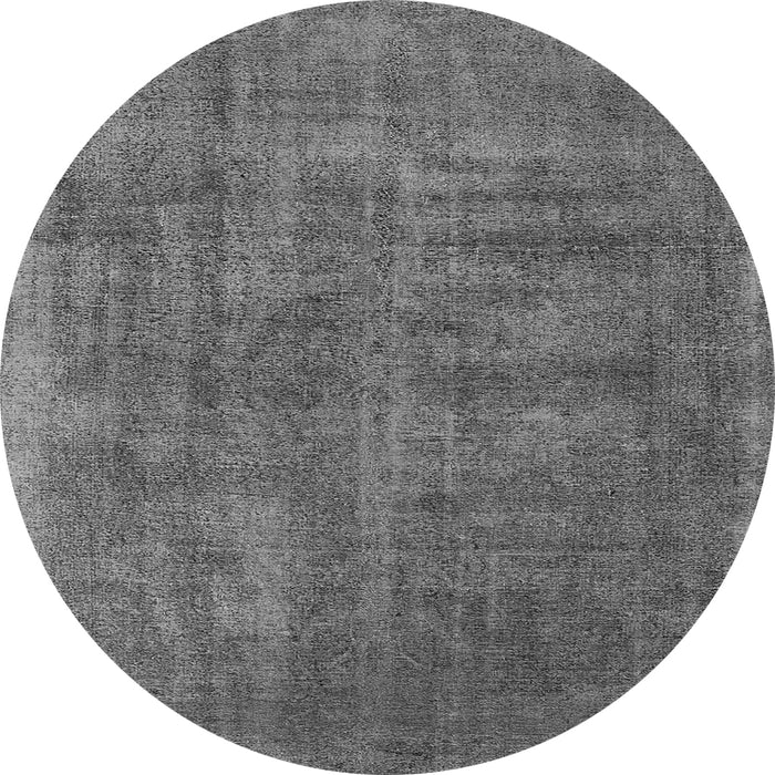 Round Machine Washable Oriental Gray Industrial Rug, wshurb1876gry