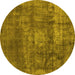 Round Oriental Yellow Industrial Rug, urb1877yw