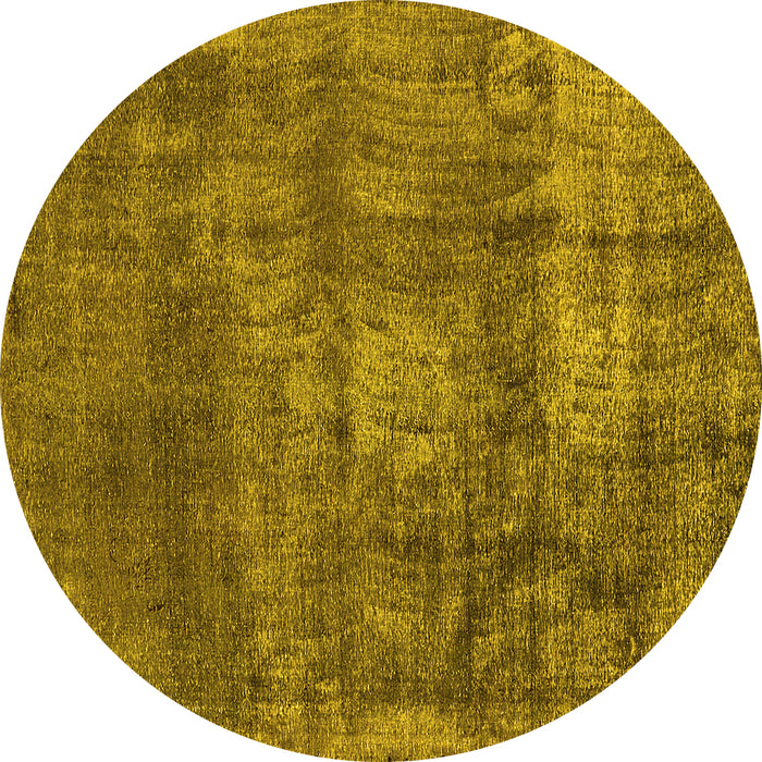 Round Machine Washable Oriental Yellow Industrial Rug, wshurb1877yw