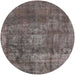 Round Mid-Century Modern Coffee Brown Oriental Rug, urb1877