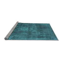 Sideview of Machine Washable Oriental Light Blue Industrial Rug, wshurb1877lblu