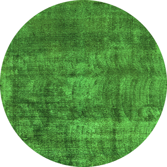 Round Machine Washable Oriental Green Industrial Area Rugs, wshurb1877grn