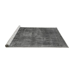 Sideview of Machine Washable Oriental Gray Industrial Rug, wshurb1877gry