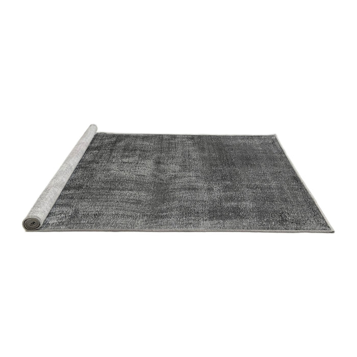 Sideview of Machine Washable Oriental Gray Industrial Rug, wshurb1877gry