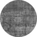 Round Machine Washable Oriental Gray Industrial Rug, wshurb1877gry