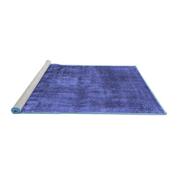 Sideview of Machine Washable Oriental Blue Industrial Rug, wshurb1877blu