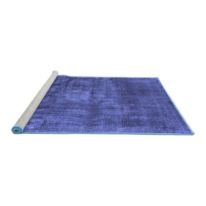 Sideview of Machine Washable Oriental Blue Industrial Rug, wshurb1877blu