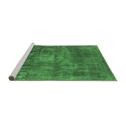 Sideview of Machine Washable Oriental Emerald Green Industrial Area Rugs, wshurb1877emgrn