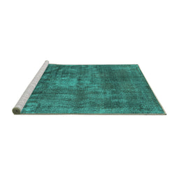 Sideview of Machine Washable Oriental Turquoise Industrial Area Rugs, wshurb1877turq