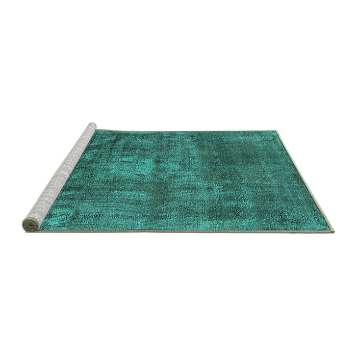 Sideview of Machine Washable Oriental Turquoise Industrial Area Rugs, wshurb1877turq