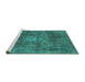 Sideview of Machine Washable Oriental Turquoise Industrial Area Rugs, wshurb1877turq