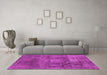 Machine Washable Oriental Pink Industrial Rug in a Living Room, wshurb1877pnk