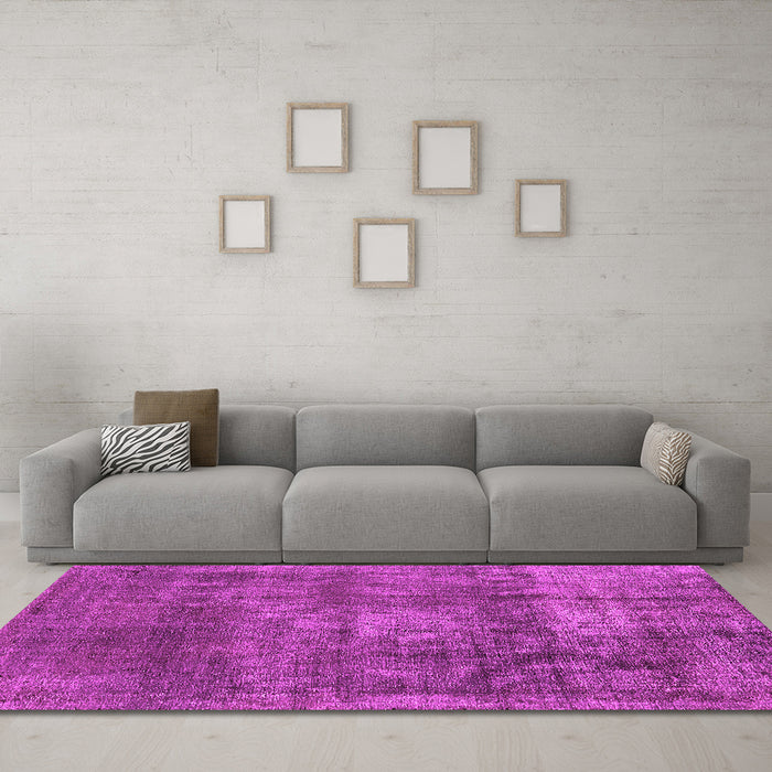 Machine Washable Oriental Pink Industrial Rug in a Living Room, wshurb1877pnk