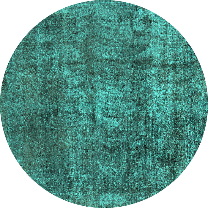Round Machine Washable Oriental Turquoise Industrial Area Rugs, wshurb1877turq