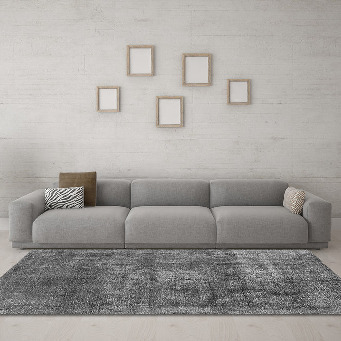Machine Washable Oriental Gray Industrial Rug in a Living Room,, wshurb1877gry