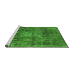 Sideview of Machine Washable Oriental Green Industrial Area Rugs, wshurb1877grn