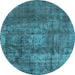 Round Oriental Light Blue Industrial Rug, urb1877lblu