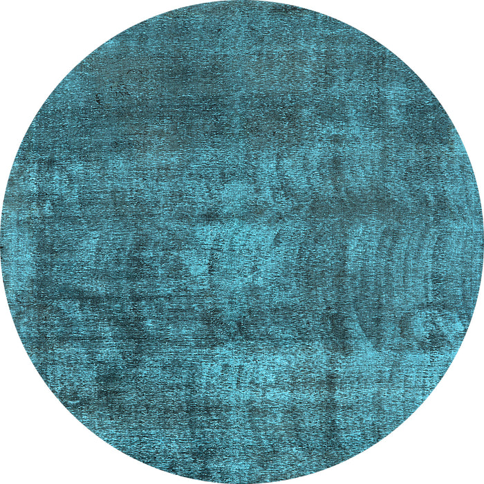 Round Machine Washable Oriental Light Blue Industrial Rug, wshurb1877lblu