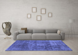 Machine Washable Oriental Blue Industrial Rug in a Living Room, wshurb1877blu