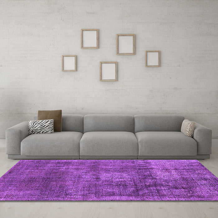 Machine Washable Oriental Purple Industrial Area Rugs in a Living Room, wshurb1877pur