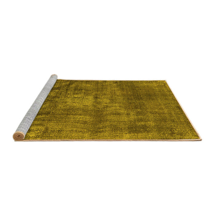 Sideview of Machine Washable Oriental Yellow Industrial Rug, wshurb1877yw