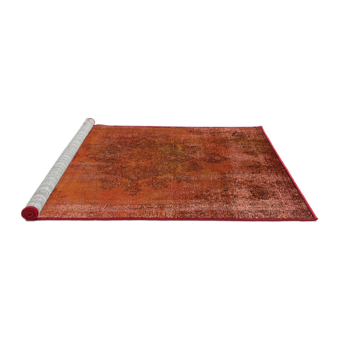 Sideview of Machine Washable Industrial Modern Orange Red Orange Rug, wshurb1878
