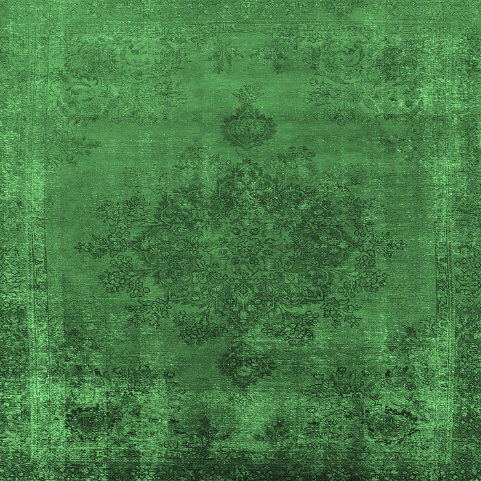 Square Machine Washable Oriental Emerald Green Industrial Area Rugs, wshurb1878emgrn