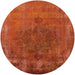 Round Mid-Century Modern Orange Red Orange Oriental Rug, urb1878