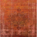 Square Mid-Century Modern Orange Red Orange Oriental Rug, urb1878